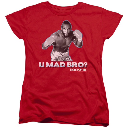 Rocky III U Mad Bro Womens T Shirt Red Officially Licensed