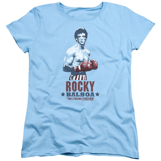 Rocky Balboa Womens T Shirt Light Blue Officially Licensed