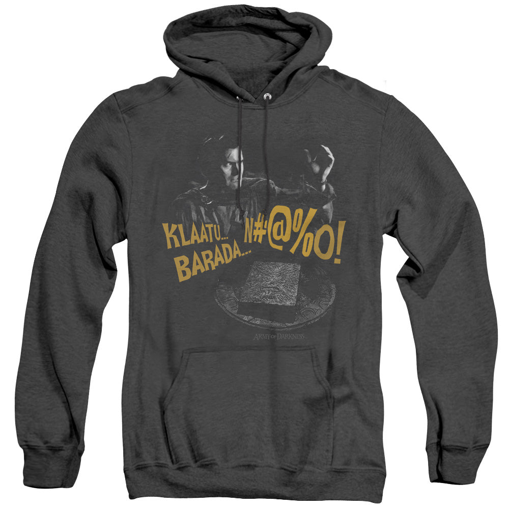 Army Of Darkness Klaatu...Barada Heather Mens Hoodie Black Officially Licensed