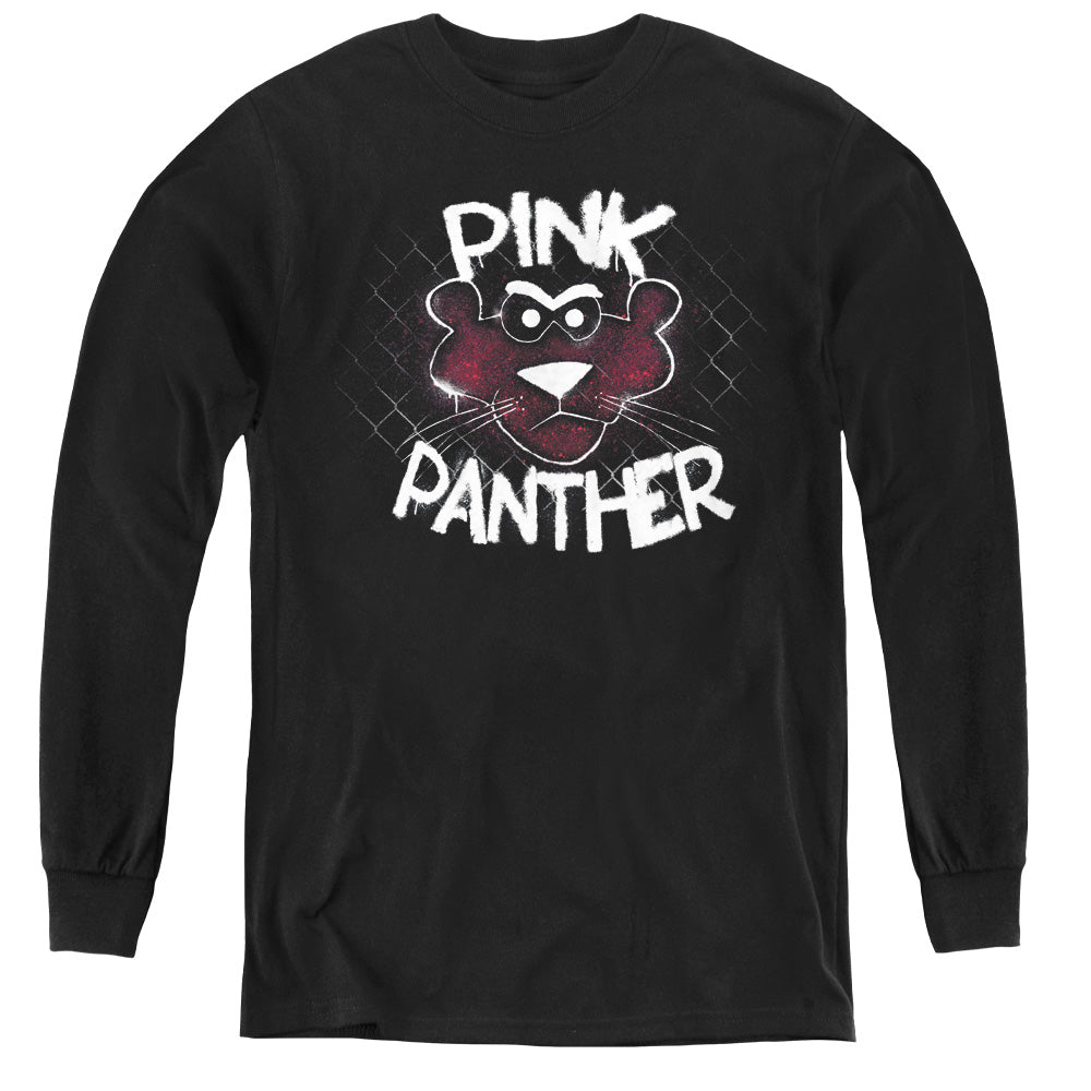 Pink Panther Spray Panther Long Sleeve Kids Youth T Shirt Black Officially Licensed