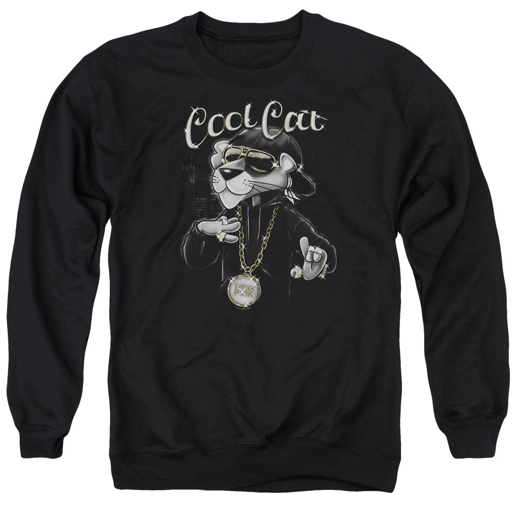 Pink Panther Cool Cat Mens Crewneck Sweatshirt Black Officially Licensed