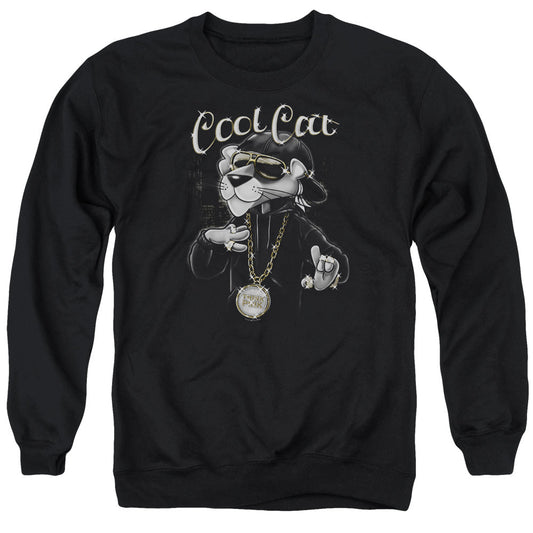 Pink Panther Cool Cat Mens Crewneck Sweatshirt Black Officially Licensed