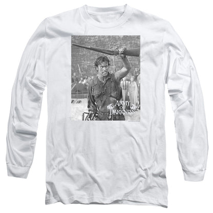 Army Of Darkness Boom Mens Long Sleeve Shirt White Officially Licensed