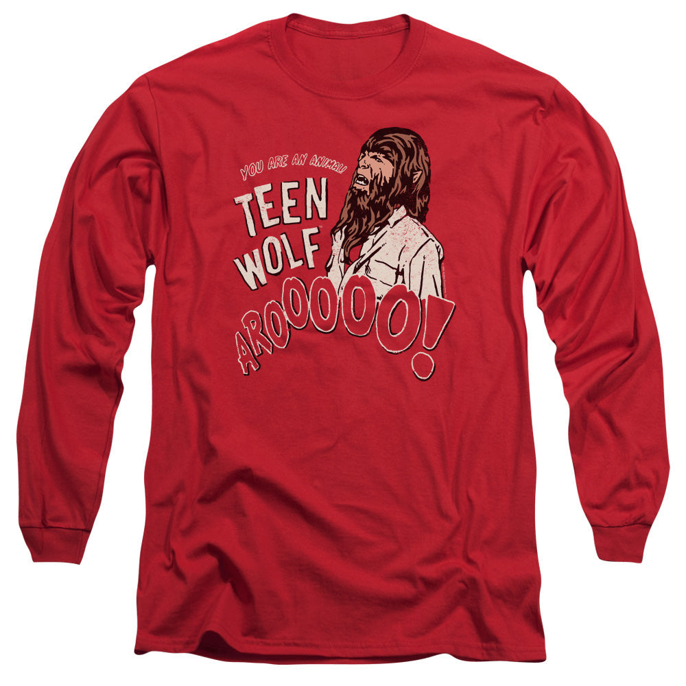 Teen Wolf Animal Mens Long Sleeve Shirt Red Officially Licensed
