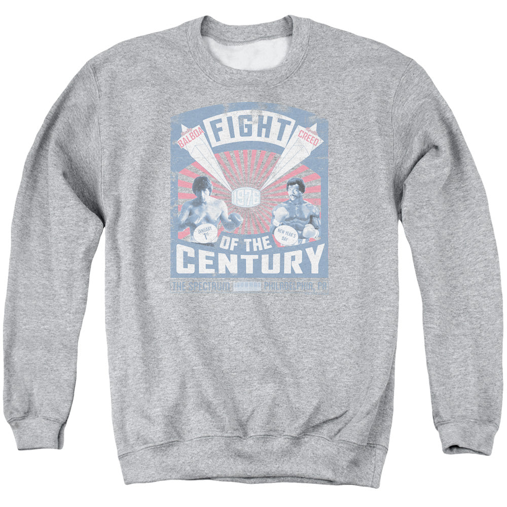 Rocky Balboa Creed Fight Poster Mens Crewneck Sweatshirt Athletic Heather Officially Licensed
