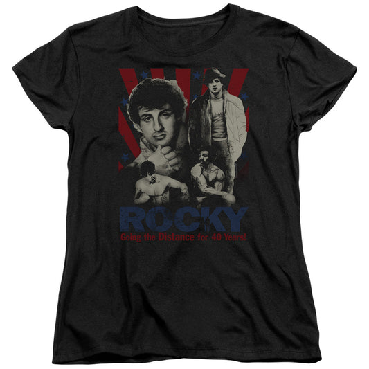 Rocky Going The Distance Womens T Shirt Black Officially Licensed