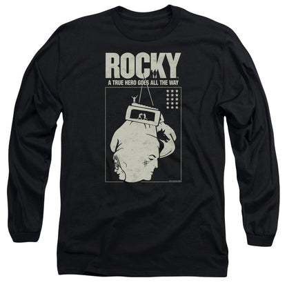 Rocky The Hero Mens Long Sleeve Shirt Black Officially Licensed Officially Licensed