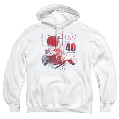 Rocky 40 Years Strong Mens Hoodie White Officially Licensed