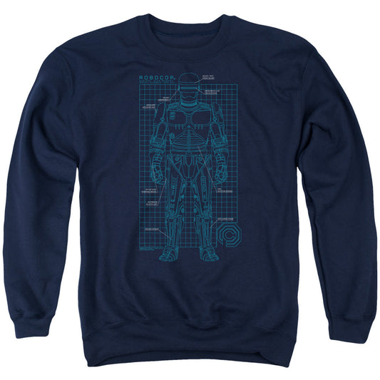 Robocop Schematic Mens Crewneck Sweatshirt Navy Blue Officially Licensed