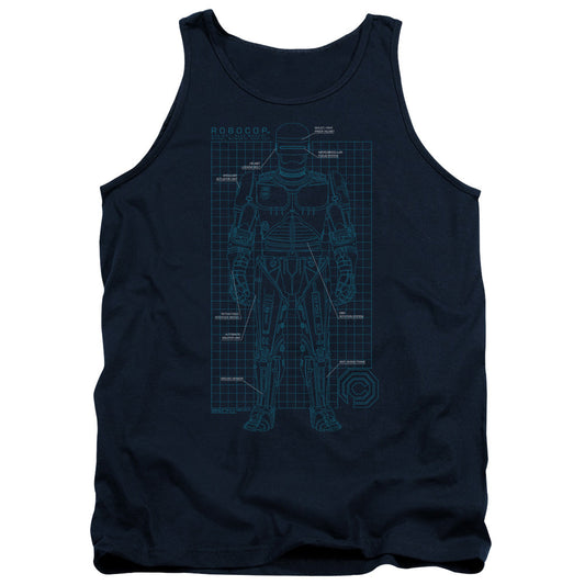 Robocop Schematic Mens Tank Top Shirt Navy Blue Officially Licensed