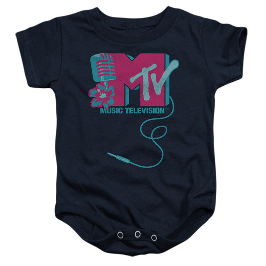Mtv Hawaiian Microphone Logo Infant Baby Snapsuit Navy Officially Licensed
