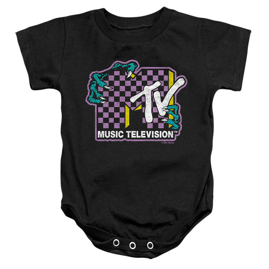 Mtv Zombie Hands Logo Infant Baby Snapsuit Black Officially Licensed