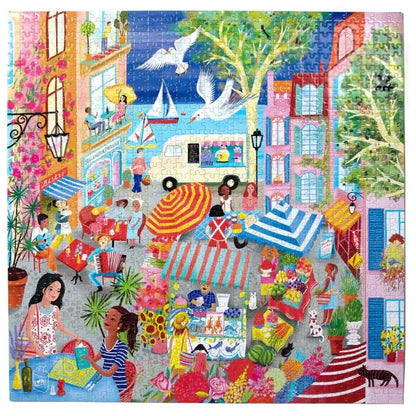 Marketplace in France 1000 Piece Jigsaw Puzzle eeBoo
