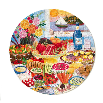 Mediterranean Table 500 Piece Round Jigsaw Puzzle eeBoo