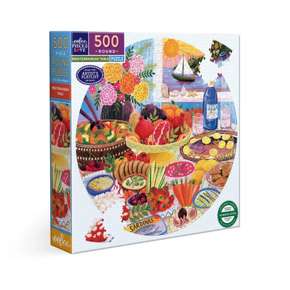 Mediterranean Table 500 Piece Round Jigsaw Puzzle eeBoo