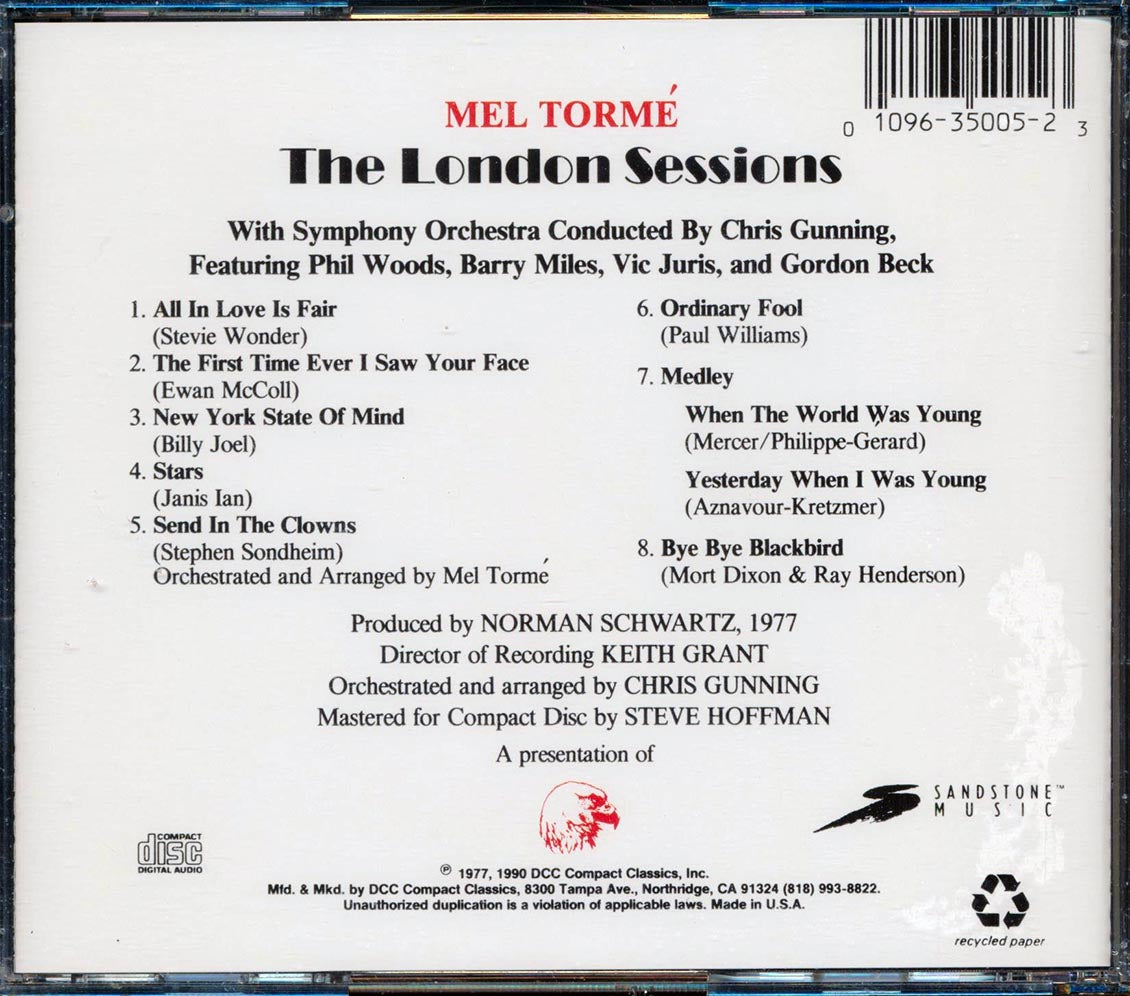 Mel Torme - The London Sessions [1997 Reissue] [New CD]