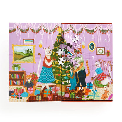 Meowy Christmas 12 Days of Puzzles 500 Piece Countdown Jigsaw Puzzle Galison