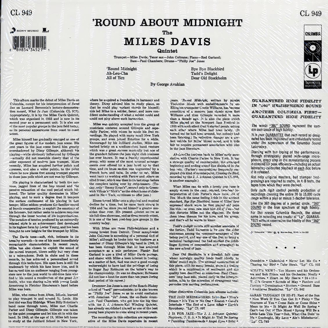 Miles Davis - 'Round About Midnight [2017 Reissue Mono 180G] [New Vinyl Record]