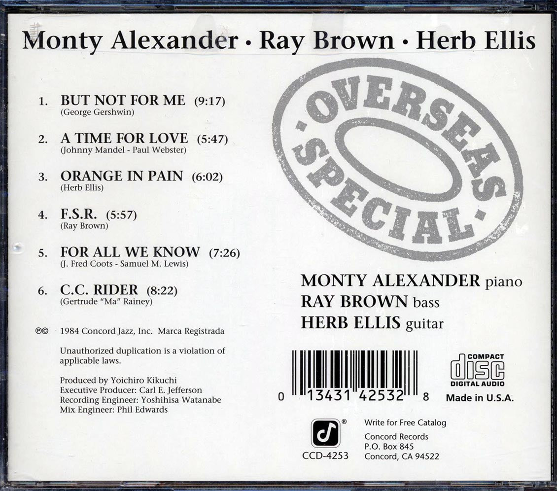 Monty Alexander, Ray Brown, Herb Ellis - Overseas Special [1990 Reissue] [New CD]