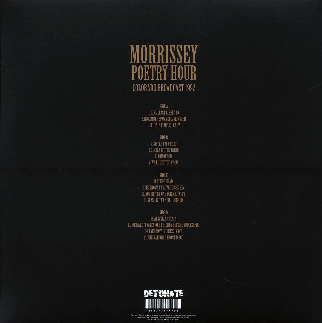 Morrissey - Poetry Hour [2019 Unofficial White] [New Double Vinyl Record LP]