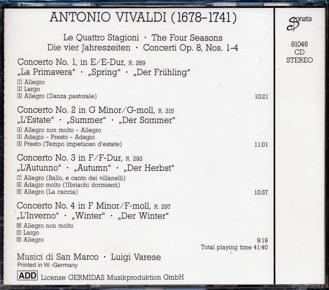 Musici di San Marco, Luigi Varese - Vivaldi: The Four Seasons [New CD]