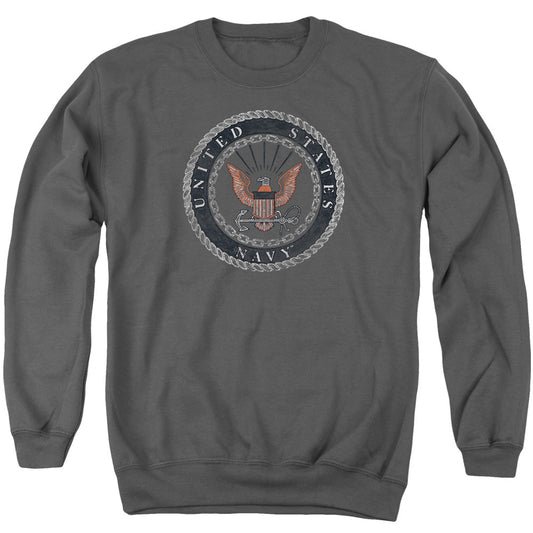 Navy Rough Emblem Mens Crewneck Sweatshirt Charcoal Officially Licensed