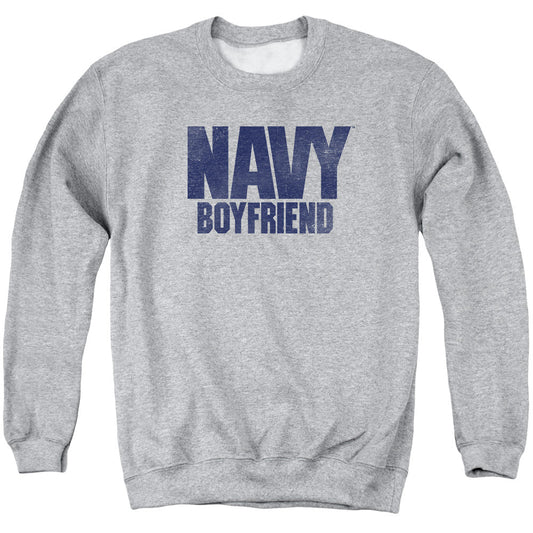Navy Boyfriend Mens Crewneck Sweatshirt Athletic Heather Officially Licensed