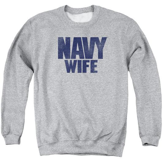Navy Wife Mens Crewneck Sweatshirt Athletic Heather Officially Licensed