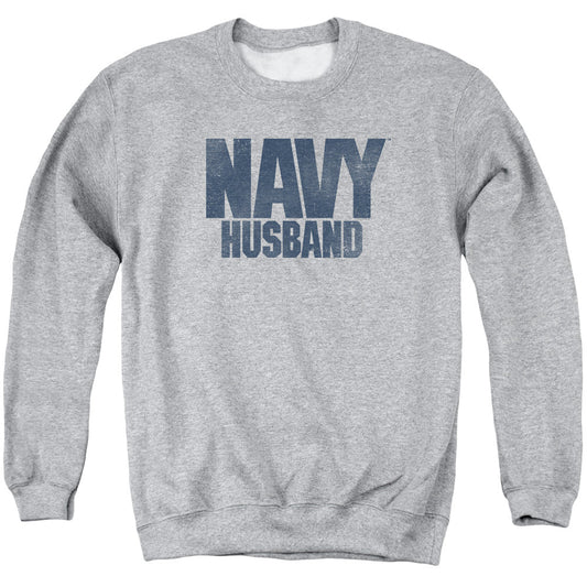 Navy Husband Mens Crewneck Sweatshirt Athletic Heather Officially Licensed