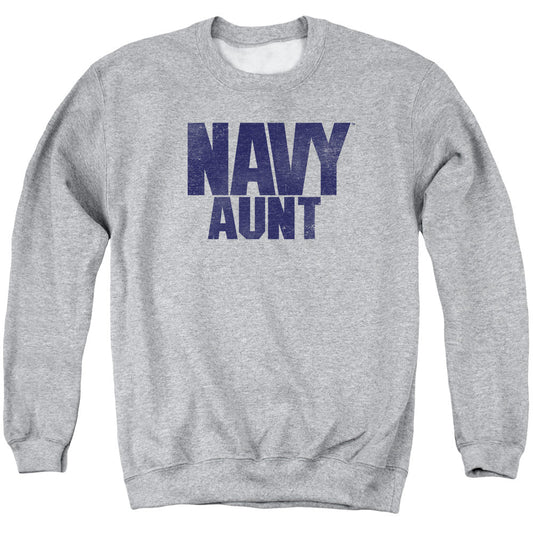 Navy Aunt Mens Crewneck Sweatshirt Athletic Heather Officially Licensed