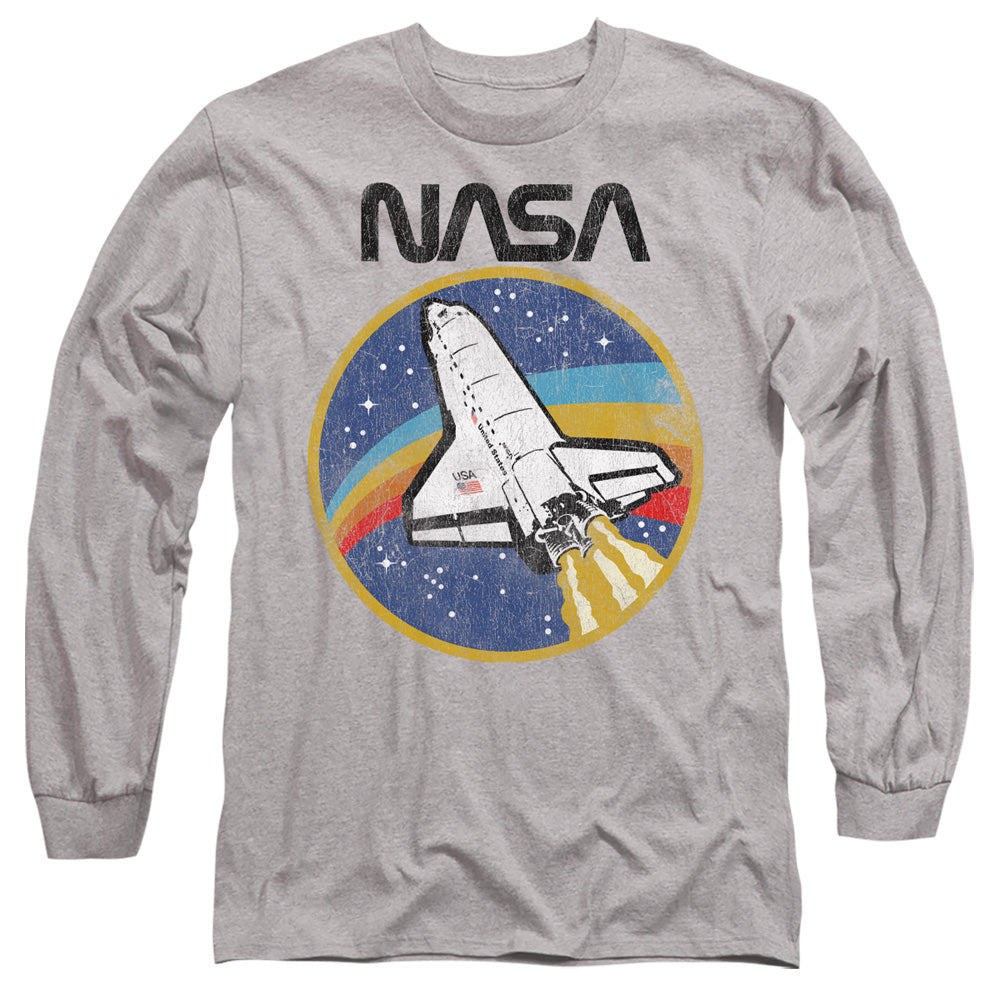 Nasa Shuttle Mens Long Sleeve Shirt Athletic Heather Officially Licensed