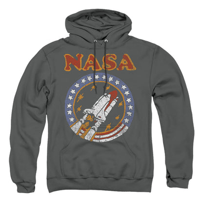 Nasa Retro Shuttle Mens Hoodie Charcoal Officially Licensed