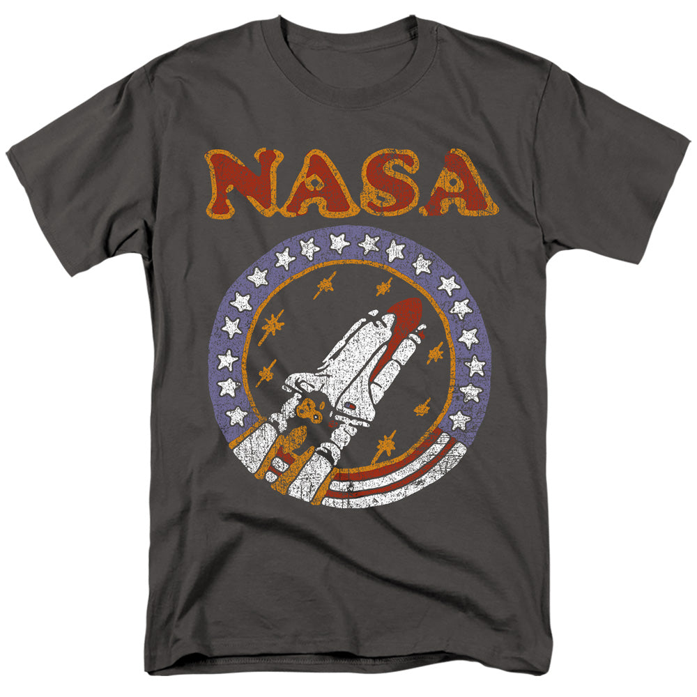 Nasa Retro Shuttle Mens T Shirt Charcoal Officially Licensed