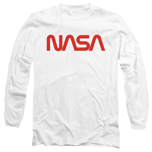 Nasa Worm Logo Mens Long Sleeve Shirt White Officially Licensed