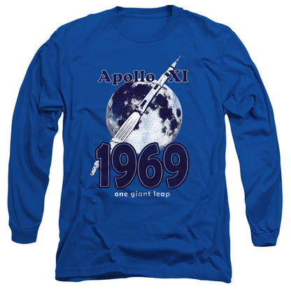 Nasa One Giant Leap Mens Long Sleeve Shirt Royal Blue Officially Licensed
