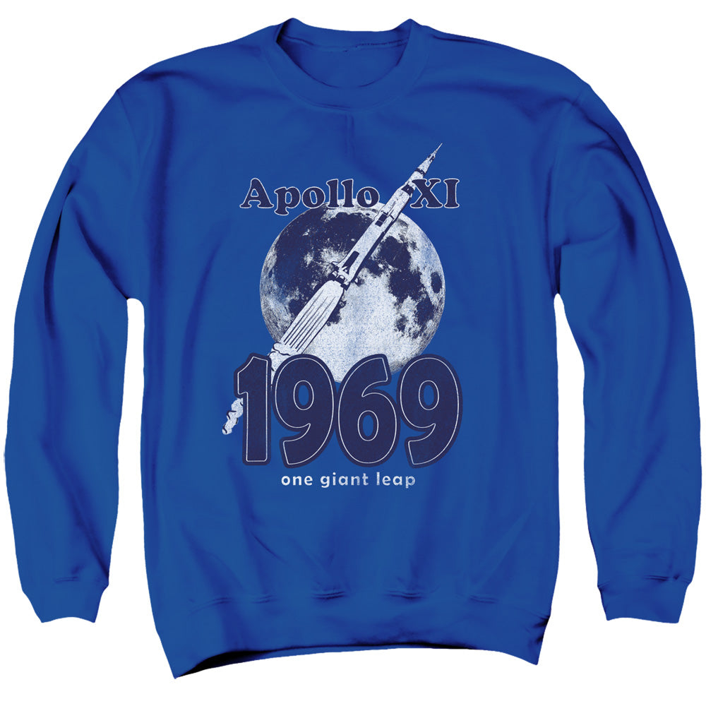 Nasa One Giant Leap Mens Crewneck Sweatshirt Royal Blue Officially Licensed