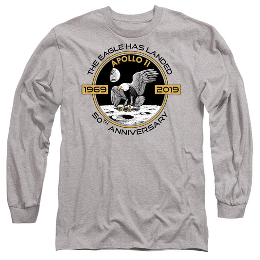 Nasa Apollo Circle 50Th Mens Long Sleeve Shirt Athletic Heather Officially Licensed