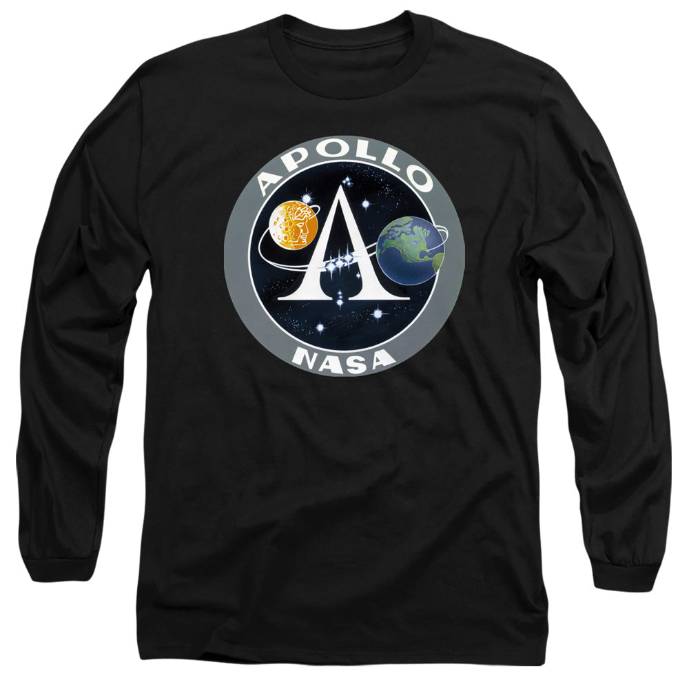 Nasa Apollo Mission Patch Mens Long Sleeve Shirt Black Officially Licensed