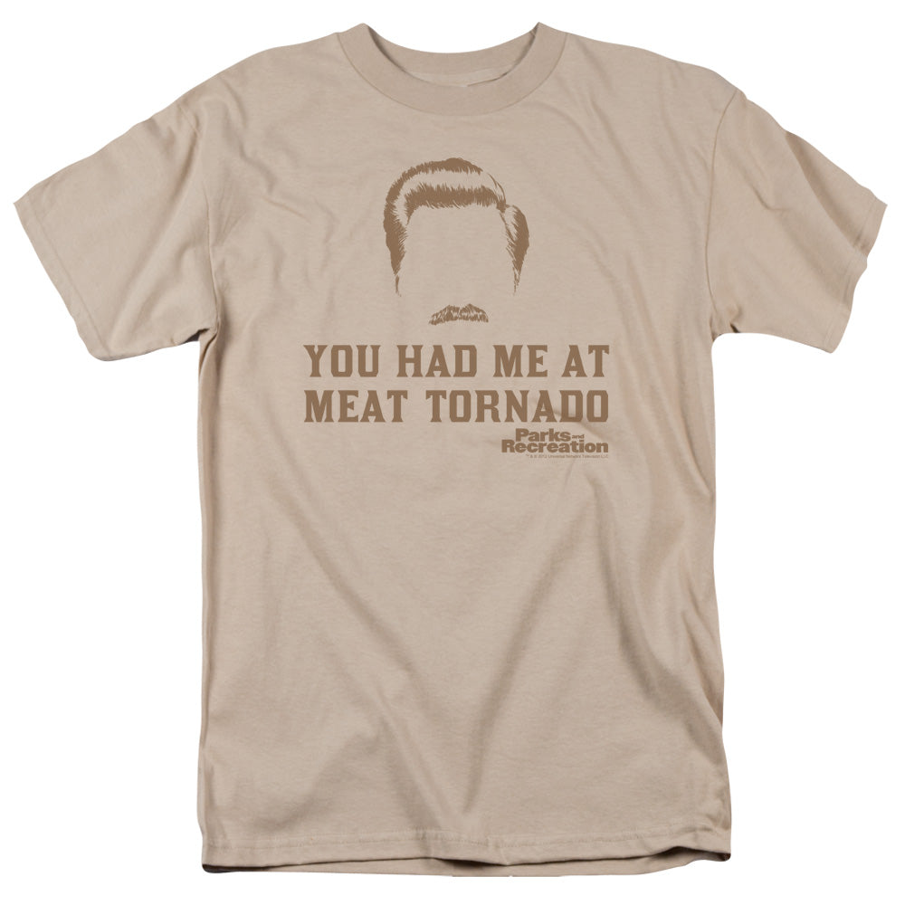 Parks And Rec Meat Tornado Mens T Shirt Sand Officially Licensed