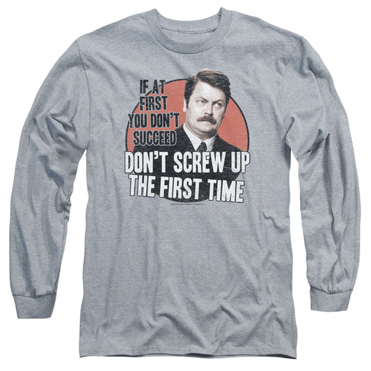Parks And Rec Dont Screw Up Mens Long Sleeve Shirt Athletic Heather