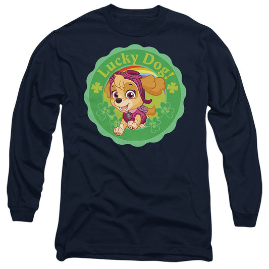 Paw Patrol St. Patrick'S Day Lucky Dog Mens Long Sleeve Shirt Navy Officially Licensed