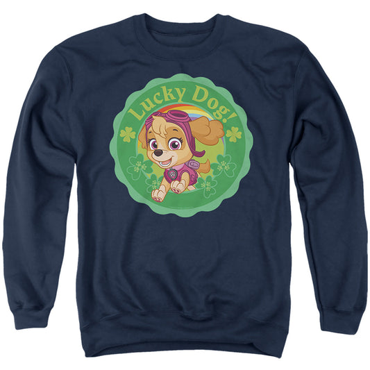 Paw Patrol St. Patrick'S Day Lucky Dog Mens Crewneck Sweatshirt Navy Officially Licensed