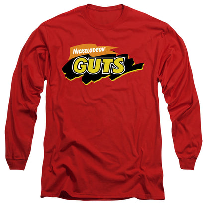 Nickelodeon Guts Guts Logo Mens Long Sleeve Shirt Red Officially Licensed
