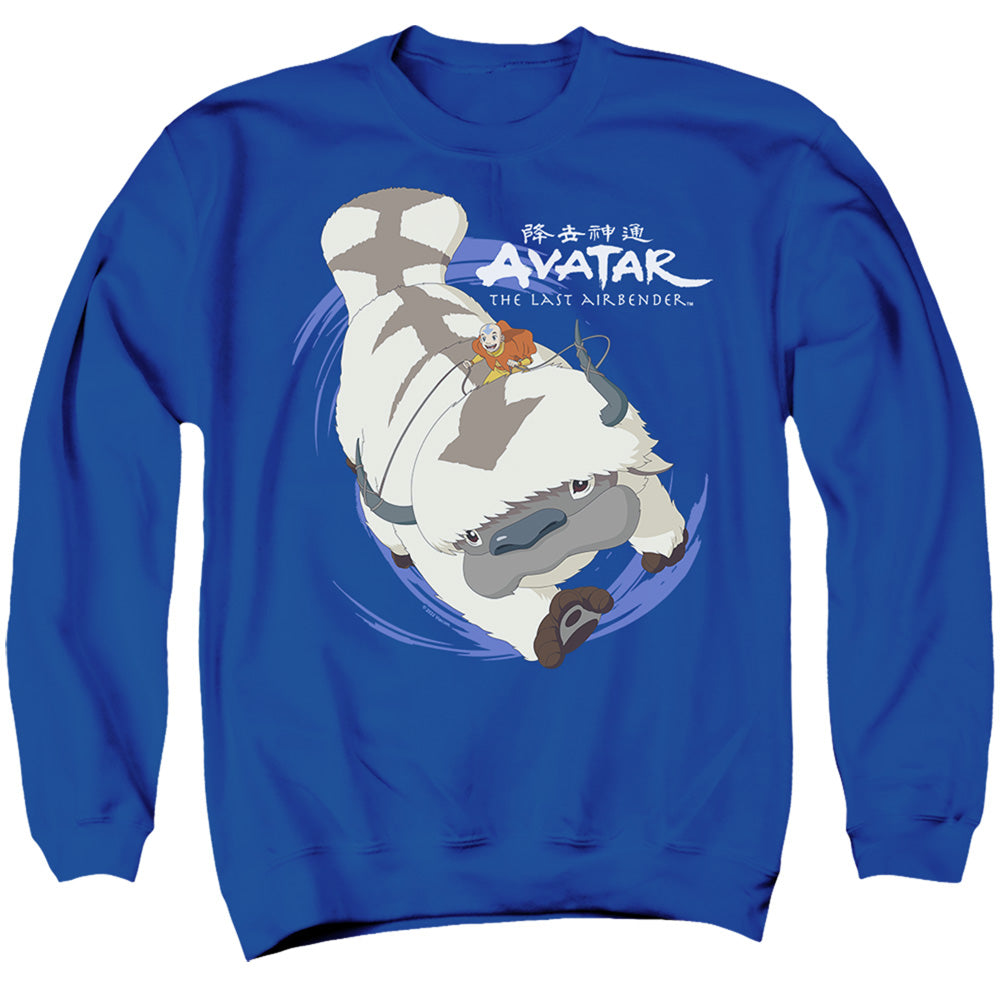 Avatar The Last Airbender Appa In Flight Mens Crewneck Sweatshirt Royal Blue Officially Licensed