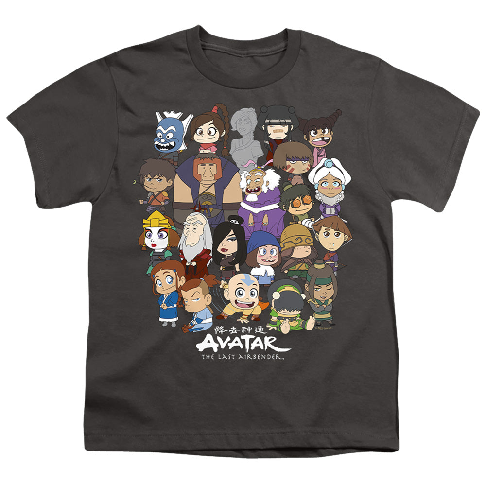 Avatar The Last Airbender Chibi Group Kids Youth T Shirt Charcoal Officially Licensed
