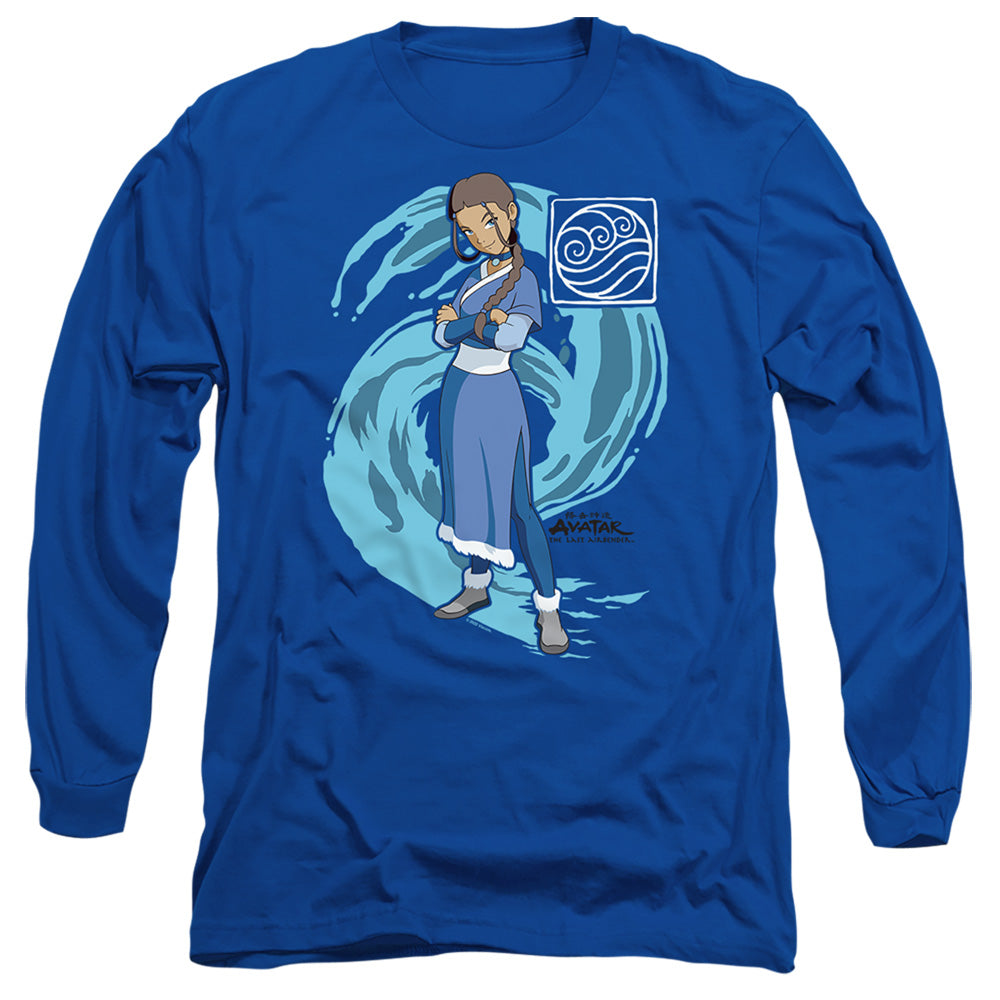 Avatar The Last Airbender Katara Water Wave Mens Long Sleeve Shirt Royal Officially Licensed