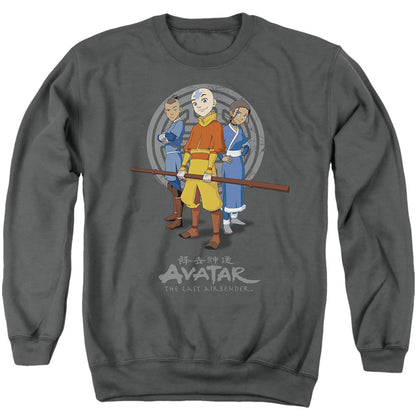 Avatar The Last Airbender Team Avatar Mens Crewneck Sweatshirt Charcoal