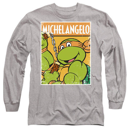 Tmnt Tmnt Mikey Mens Long Sleeve Shirt Athletic Heather Officially Licensed