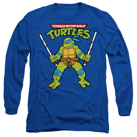 Tmnt Retro Leo Mens Long Sleeve Shirt Royal Officially Licensed