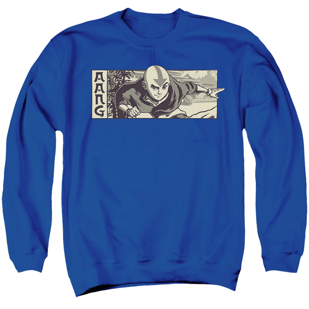 Avatar The Last Airbender Illustrated Aang Mens Crewneck Sweatshirt Royal Blue